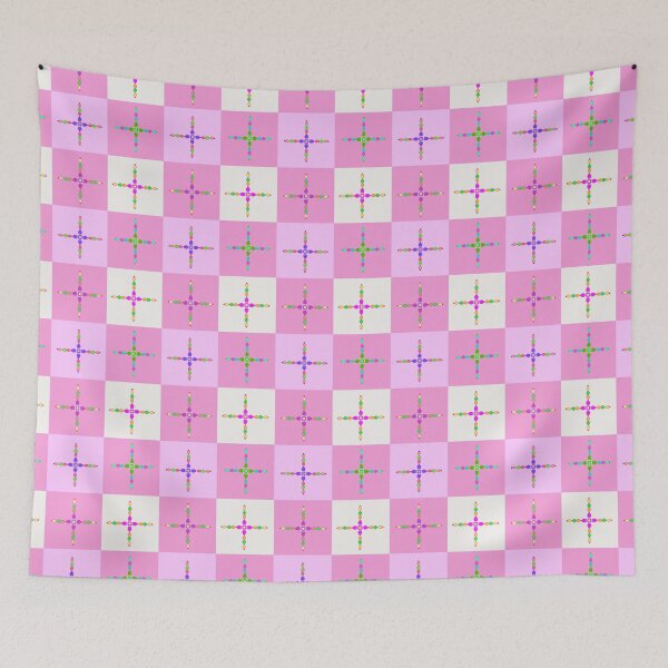 Item preview, Colorful Crosses on Pink and White Gingham -Hand drawn crosses - Repeating Pattern designed and sold by Victoria Rose.
