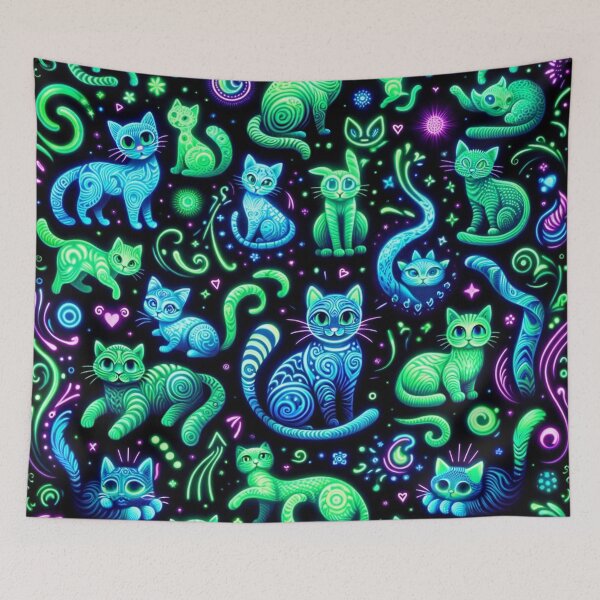 Item preview, Cute Cats: Psychedelic Neon Cat Background designed and sold by Fantasy Masterpiece.