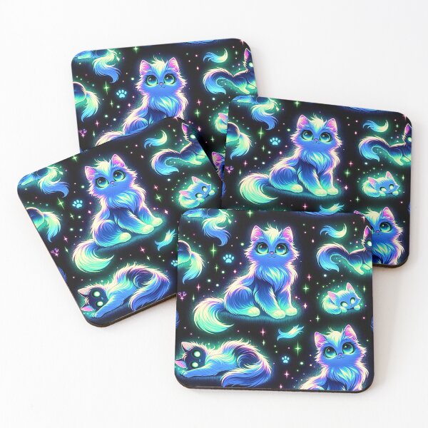 Item preview, Psychedelic Cat: Cute Neon Cats Pattern designed and sold by Fantasy Masterpiece.