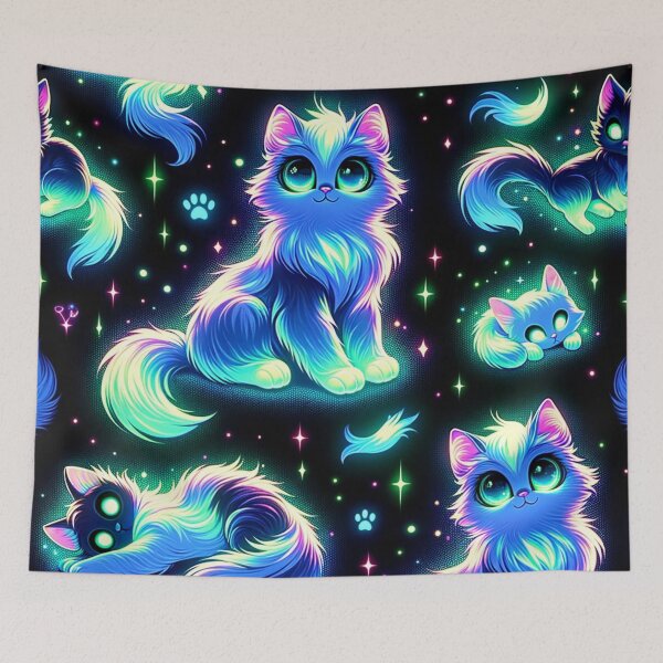 Item preview, Psychedelic Cat: Cute Neon Cats Pattern designed and sold by Fantasy Masterpiece.