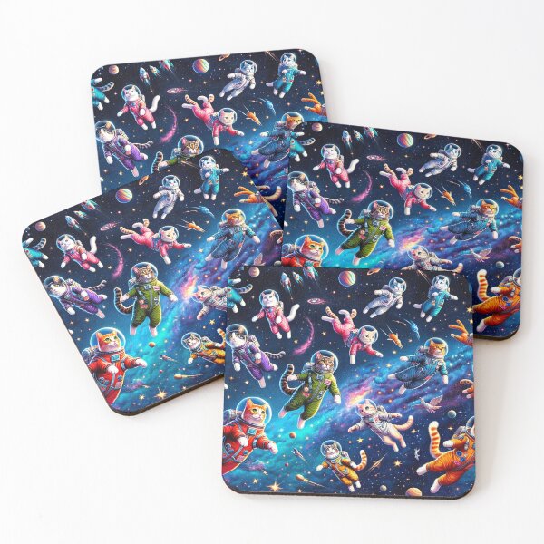 Item preview, Space Cats: Colorful Celestial Cat Pattern designed and sold by Fantasy Masterpiece.