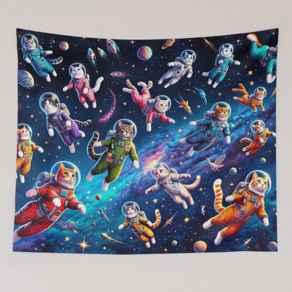 Item preview, Space Cats: Colorful Celestial Cat Pattern designed and sold by Fantasy Masterpiece.