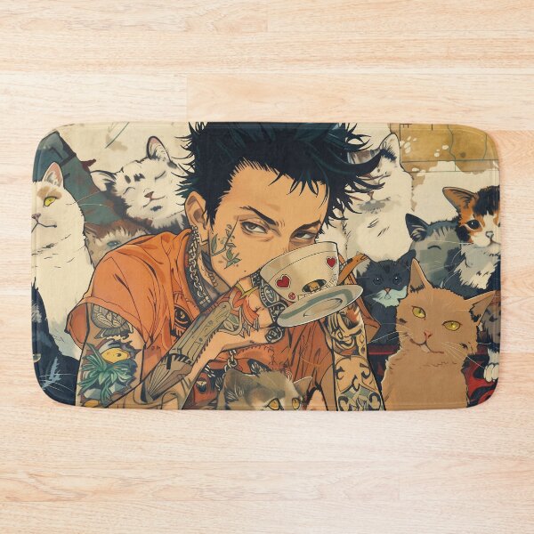 Item preview, "Punk Boy with Tattoos and cats: Anime Pop Art designed and sold by 33wolvesdesigns.