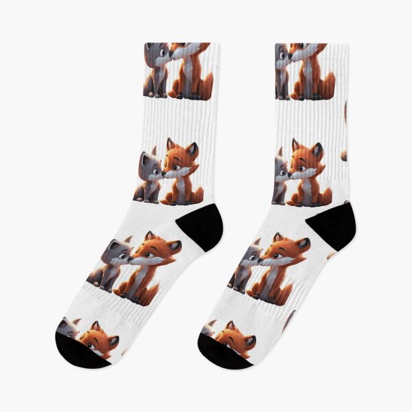 Item preview, fox and wolf,love, kissing,cute watercolor designed and sold by Basiadesign.
