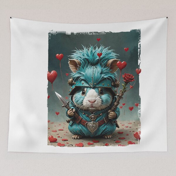 Item preview, Turquoise Rebel, Warrior guinea pig Valentine's day designed and sold by filusattila.