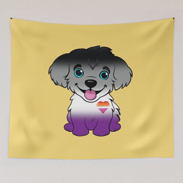 Item preview, Cute Asexual Lesbian Pride Flag Puppy, Subtle Ace Lesbian Kawaii Dog Design designed and sold by Travelslightly.