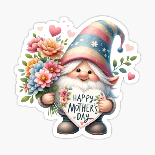 Item preview, Gnome with Happy Mother's Day Heart Sign designed and sold by ImagineCorner.