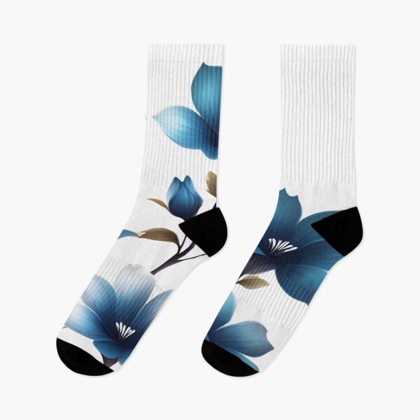Artikelvorschau, Dunkelblaue Farbe mit weißen Blüten entworfen und verkauft von NingningS.