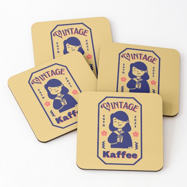 Item preview, Vintage - Kaffee | Girl Holding Coffee Illustration | Yellow Background designed and sold by RM-Journey.