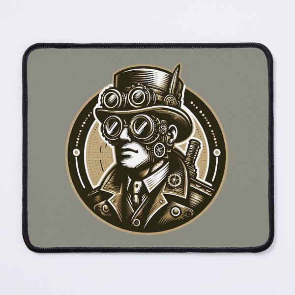 Item preview, Steampunk Man in Vintage Style (Gray Background) designed and sold by MusesWhispers.