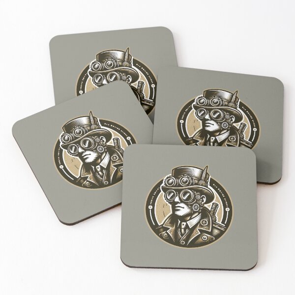 Item preview, Steampunk  Man in Vintage Style (Gray Background) designed and sold by MusesWhispers.