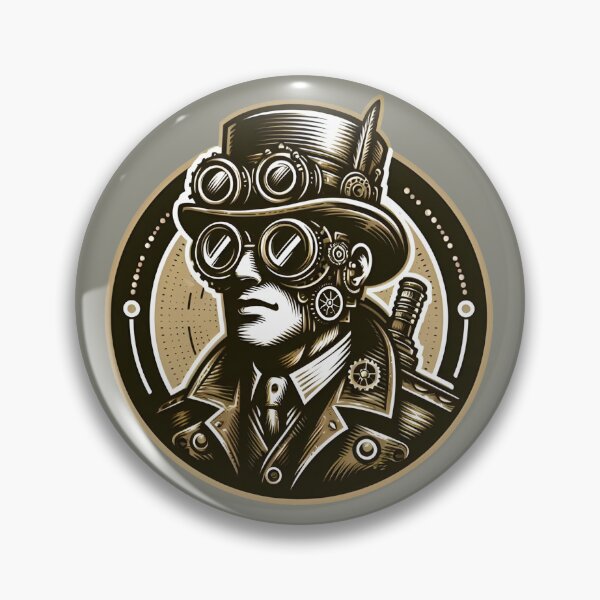 Item preview, Steampunk  Man in Vintage Style (Gray Background) designed and sold by MusesWhispers.