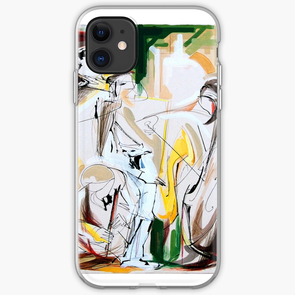 Expressive Musicians Playing Cello Flute Accordion Saxophone Drawing iPhone Case & Cover