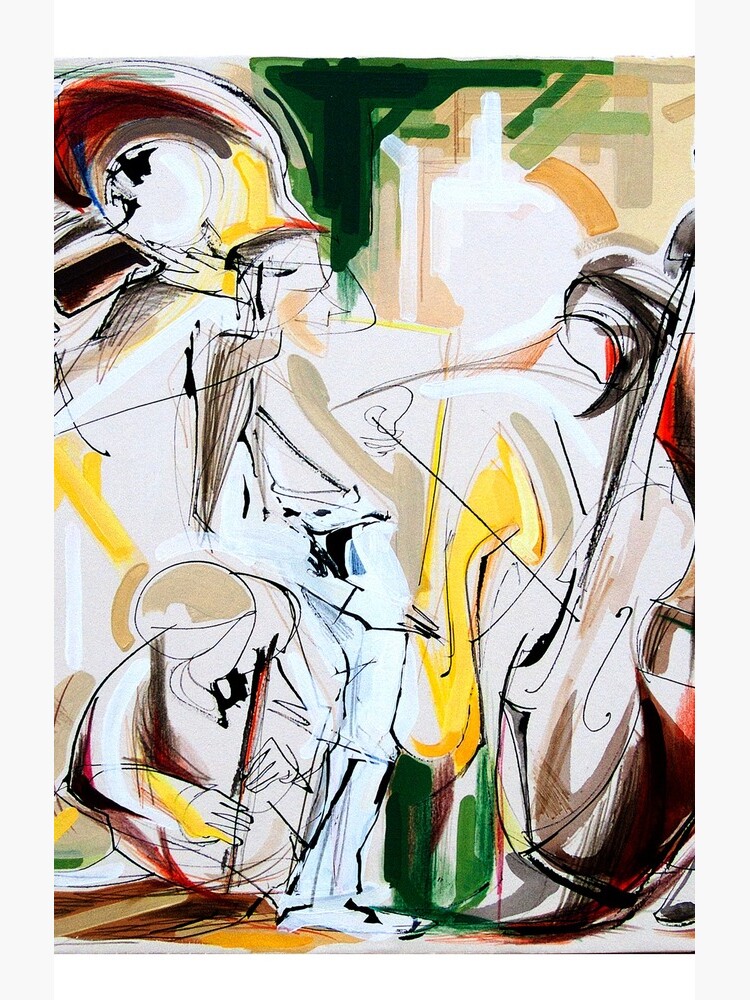 Expressive Musicians Playing Cello Flute Accordion Saxophone Drawing by CatarinaGarcia