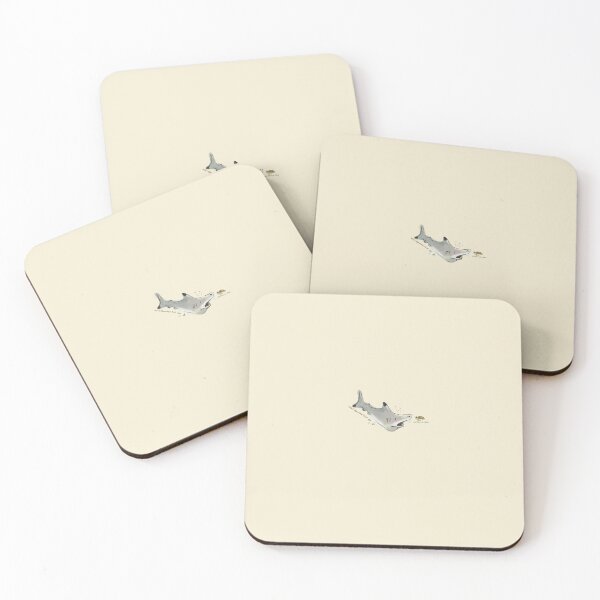 Item preview, Black tipped reef shark and green sea turtle watercolor designed and sold by Chibichaoshop.