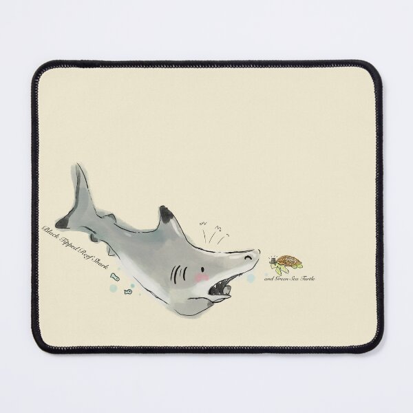 Item preview, Black tipped reef shark and green sea turtle watercolor designed and sold by Chibichaoshop.