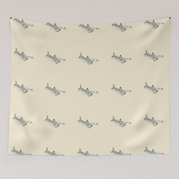 Item preview, Black tipped reef shark and green sea turtle watercolor designed and sold by Chibichaoshop.