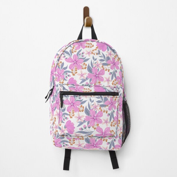 Item preview, Pink floral with blue leaves designed and sold by Aralma.