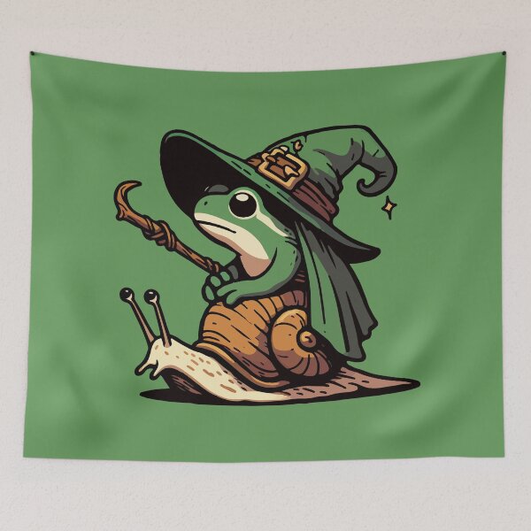 Item preview, Kawaii Witchy Frog Travel on Snail designed and sold by TomFrontierArt.