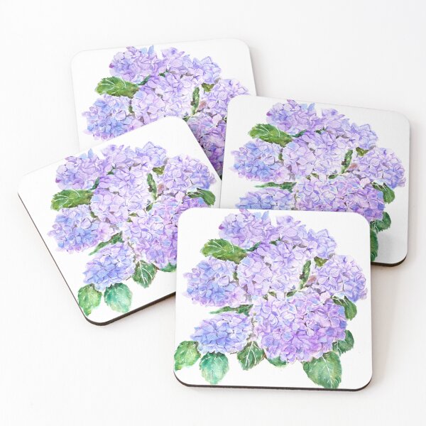 Item preview, purple blue hydrangea bouquet watercolor hand painted  designed and sold by ColorandColor.