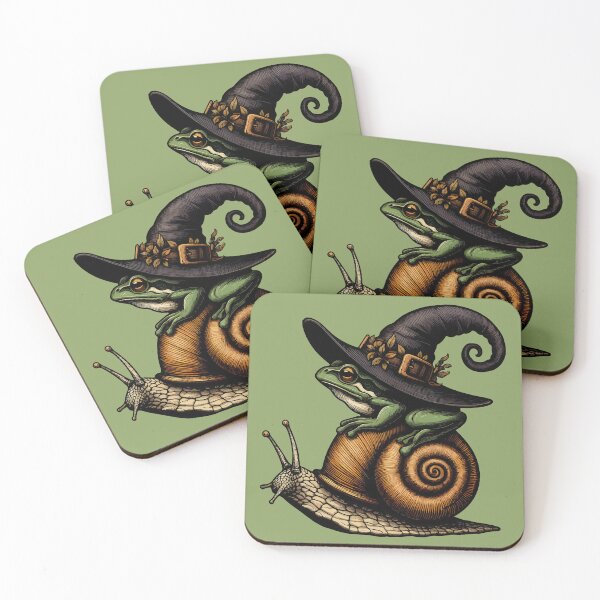 Item preview, Cottagecore Witchy Frog Travel on Snail designed and sold by TomFrontierArt.