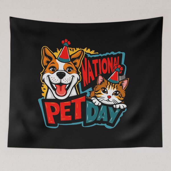 Item preview, Festive Furball Fiesta - Celebrate National Pet Day designed and sold by FebricFusion.