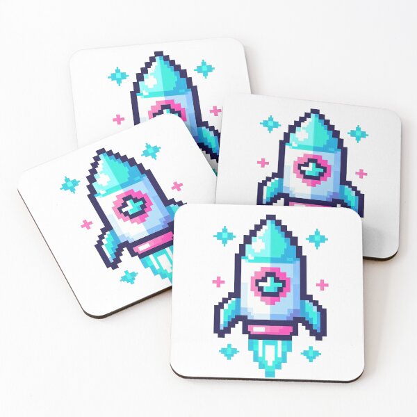 Item preview, Pink & Blue Space Shuttle Pixel-art designed and sold by Vibrantpixel47.