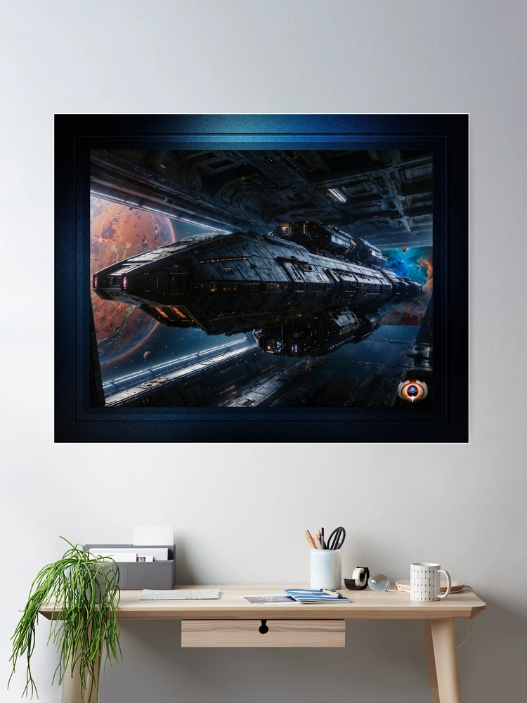 A Coridan Cruiser In Space Dock Mesmerizing AI Concept Sci-Fi Space Art Art by Xzendor7 Room Decor Poster Art Print