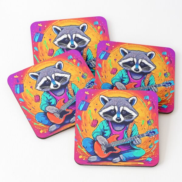 Item preview, Rock Music Playing Raccoon designed and sold by Health And Fitness Posts e-Store.