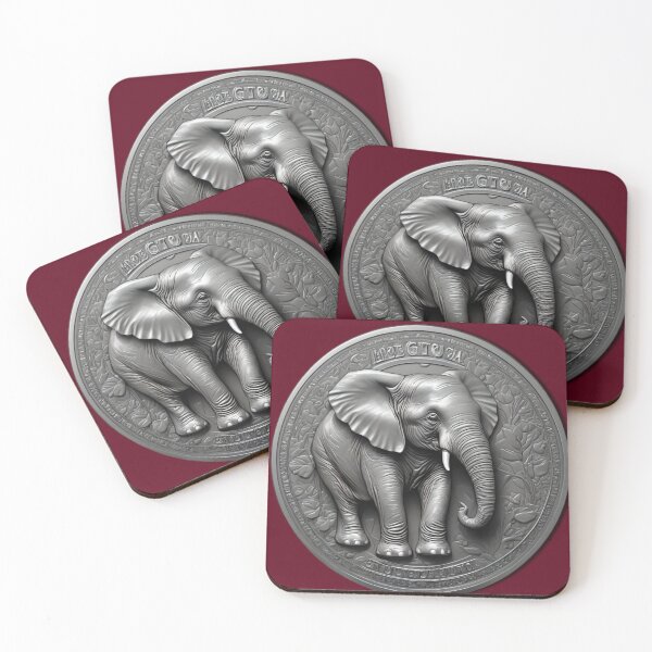 Item preview, GREY FANTASY COIN WITH EMBOSSED ELEPHANT. designed and sold by Ciervo Primavera.