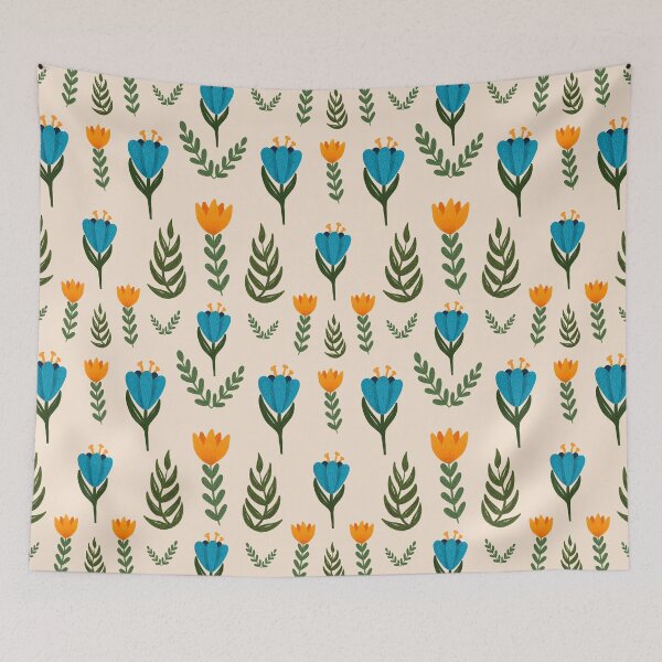 Item preview, Folk Art Flowers, Cream designed and sold by serafineaandd.