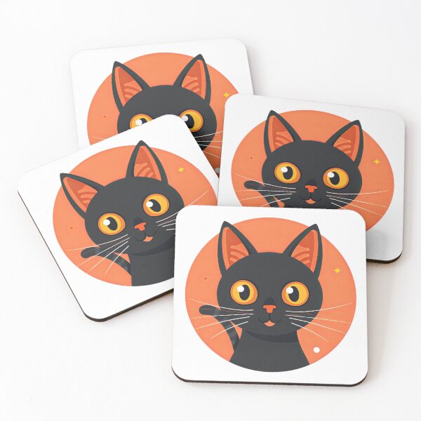 Item preview, Cute Black Cat on orange background designed and sold by Jirayut Srimuang.