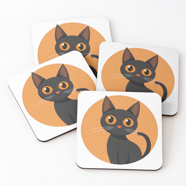 Item preview, Cute Black Cat on orange background designed and sold by Jirayut Srimuang.
