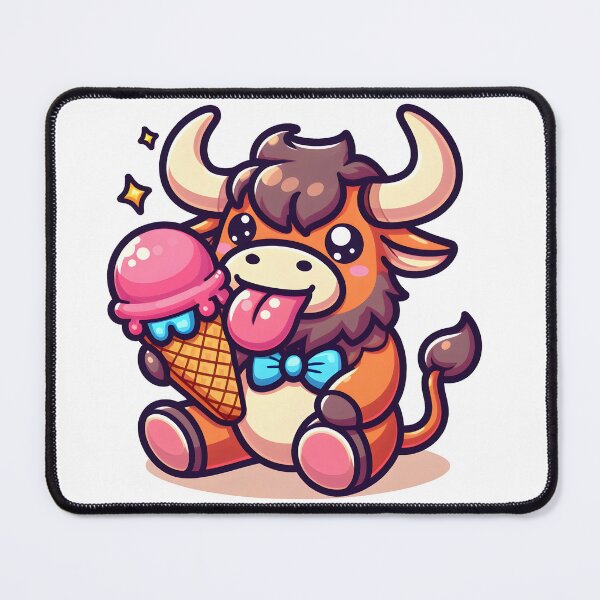 Item preview, Kawaii Delightful Minotaur With Colorful Bow Tie Holding A Giant Ice Cream Cone designed and sold by CanvasCutie.