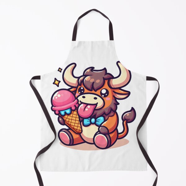 Item preview, Kawaii Delightful Minotaur With Colorful Bow Tie Holding A Giant Ice Cream Cone designed and sold by CanvasCutie.