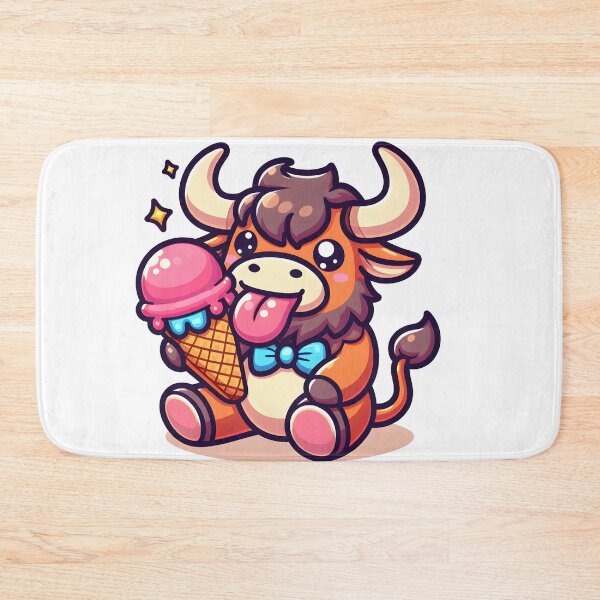 Item preview, Kawaii Delightful Minotaur With Colorful Bow Tie Holding A Giant Ice Cream Cone designed and sold by CanvasCutie.
