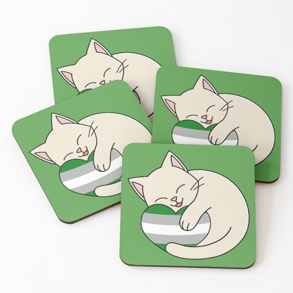 Item preview, Cute Happy White Cat Holding a Greyromantic Flag Heart designed and sold by AroAxel.