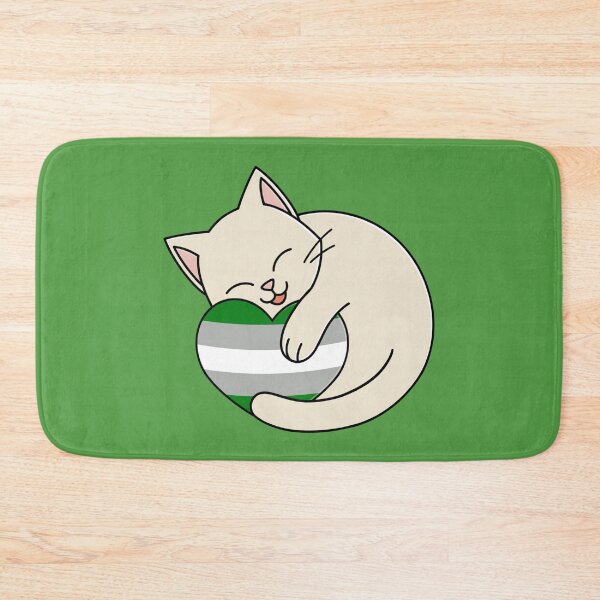Item preview, Cute Happy White Cat Holding a Greyromantic Flag Heart designed and sold by AroAxel.