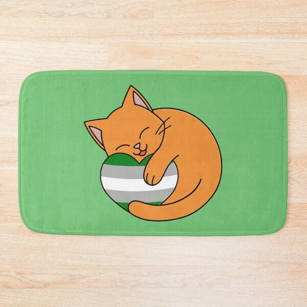 Item preview, Cute Happy Orange Cat Holding a Greyromantic Flag Heart designed and sold by AroAxel.