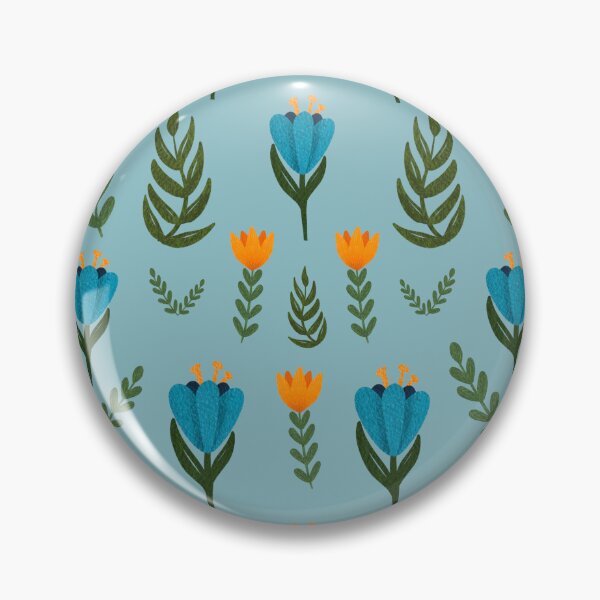 Item preview, Folk Art Flowers, Blue designed and sold by serafineaandd.