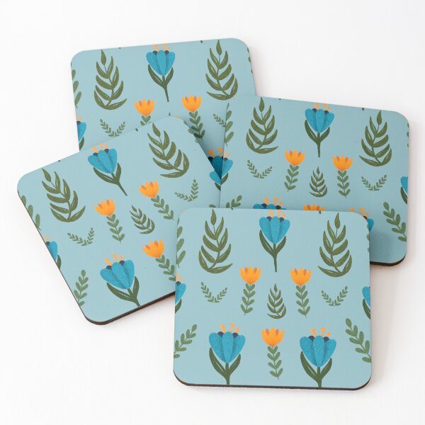 Item preview, Folk Art Flowers, Blue designed and sold by serafineaandd.