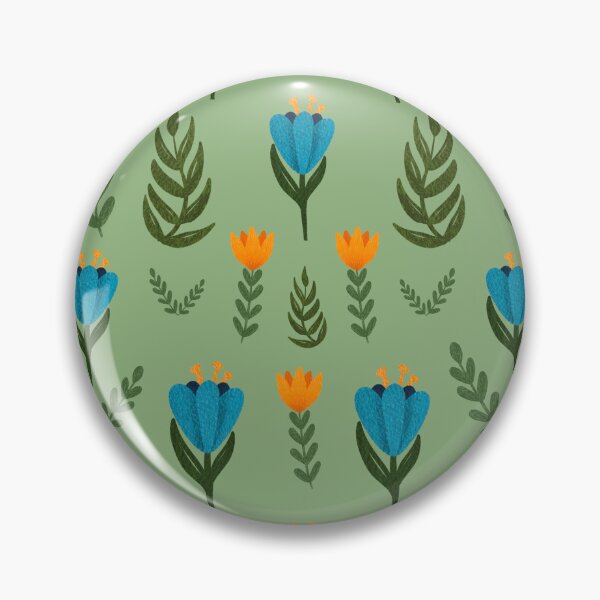 Item preview, Folk Art Flowers, Green designed and sold by serafineaandd.