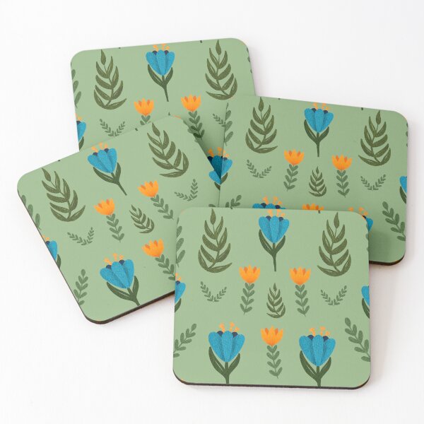 Item preview, Folk Art Flowers, Green designed and sold by serafineaandd.