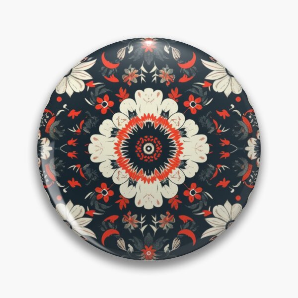 Item preview, White Red Black Flowers Mandala Pattern designed and sold by GrinGalore.