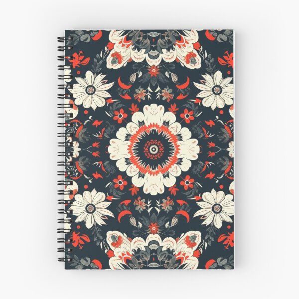 Item preview, White Red Black Flowers Mandala Pattern designed and sold by GrinGalore.