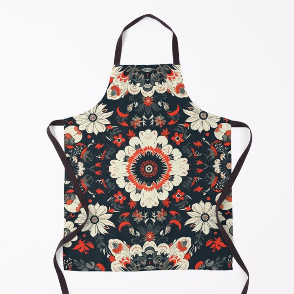 Item preview, White Red Black Flowers Mandala Pattern designed and sold by GrinGalore.