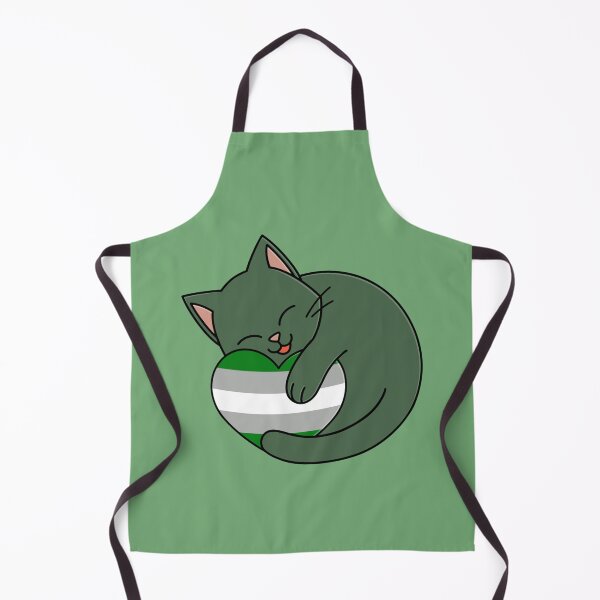 Item preview, Cute Happy Green Cat Holding a Greyromantic Flag Heart designed and sold by AroAxel.