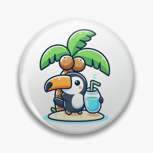 Item preview, Kawaii Toucan With Coconut Drink designed and sold by CanvasCutie.