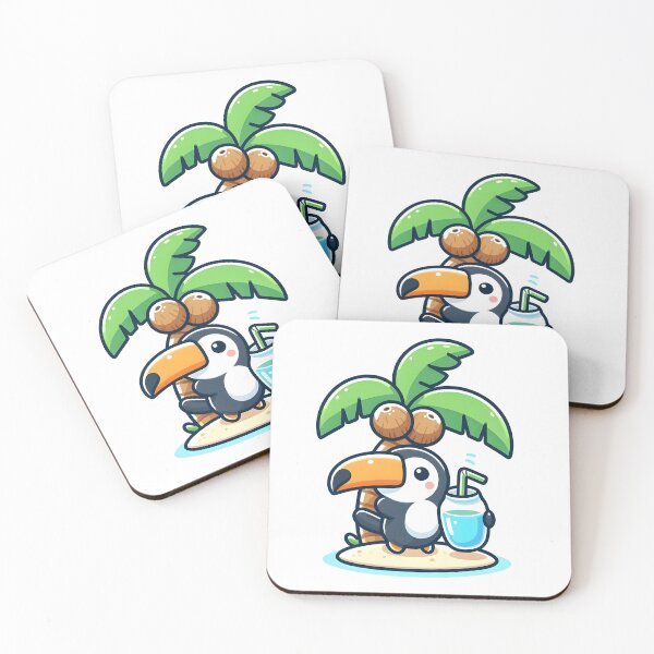 Item preview, Kawaii Toucan With Coconut Drink designed and sold by CanvasCutie.
