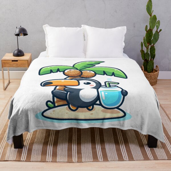 Item preview, Kawaii Toucan With Coconut Drink designed and sold by CanvasCutie.